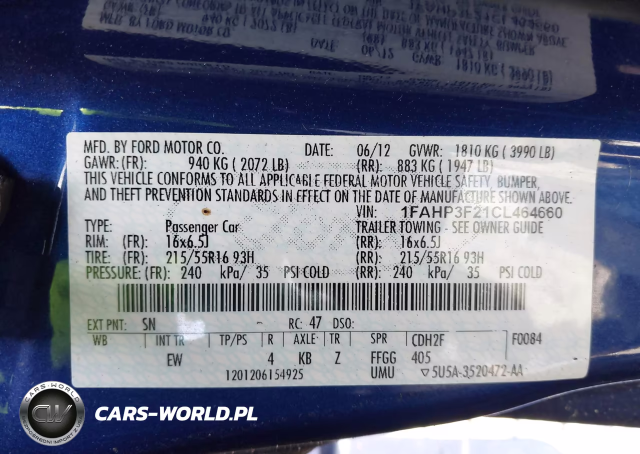 2012 Ford Focus Se VIN:1FAHP3F21CL464660 - 9