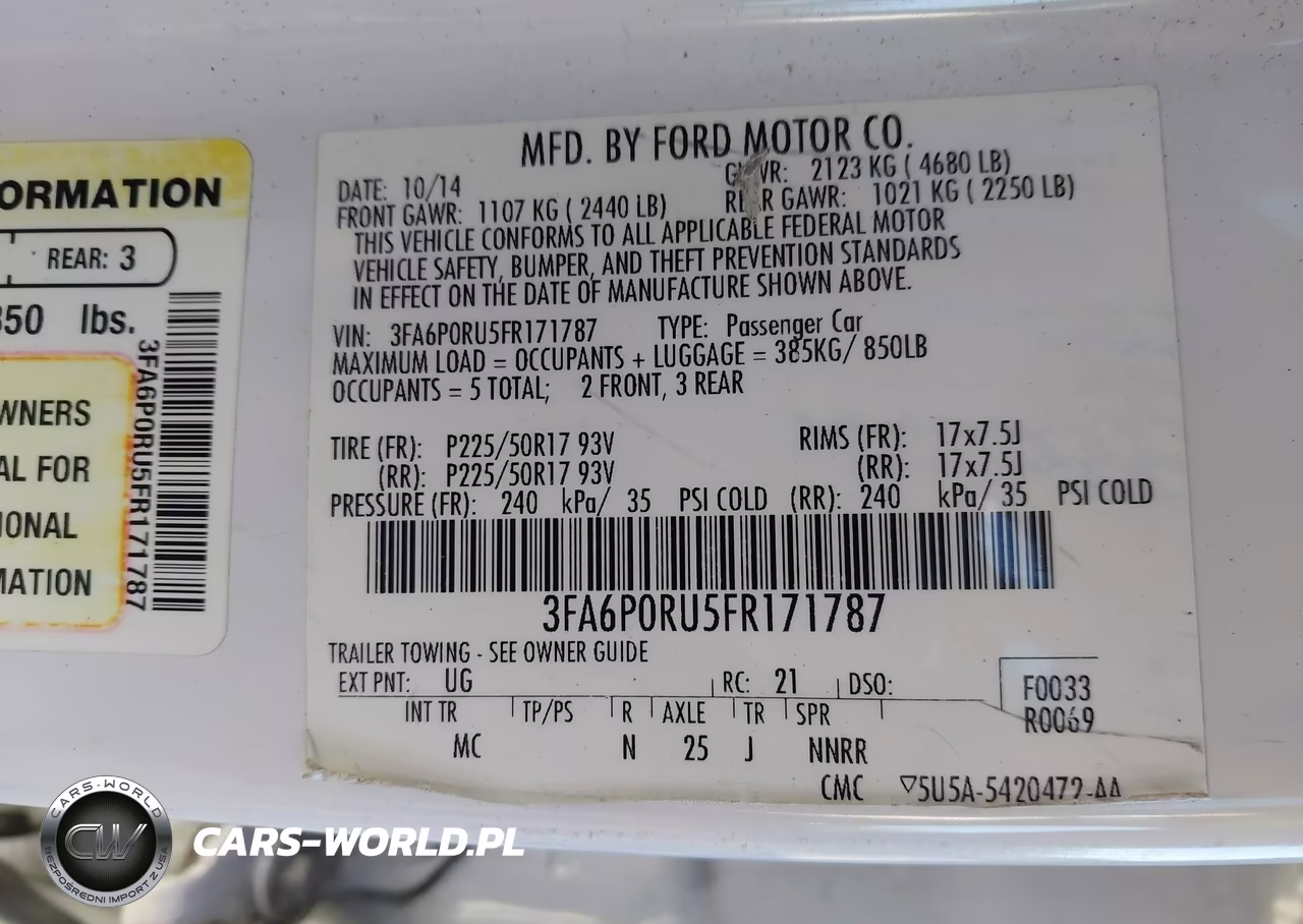 2015 Ford Fusion Hybrid Titanium VIN:3FA6P0RU5FR171787 - 9