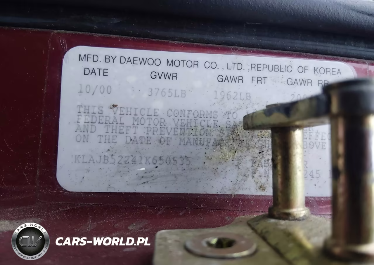 2001 Daewoo Nubira Cdx VIN:KLAJB52Z41K650535 - 9