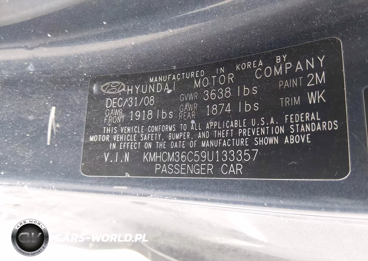 2009 Hyundai Accent Auto Gs VIN:KMHCM36C59U133357 - 9