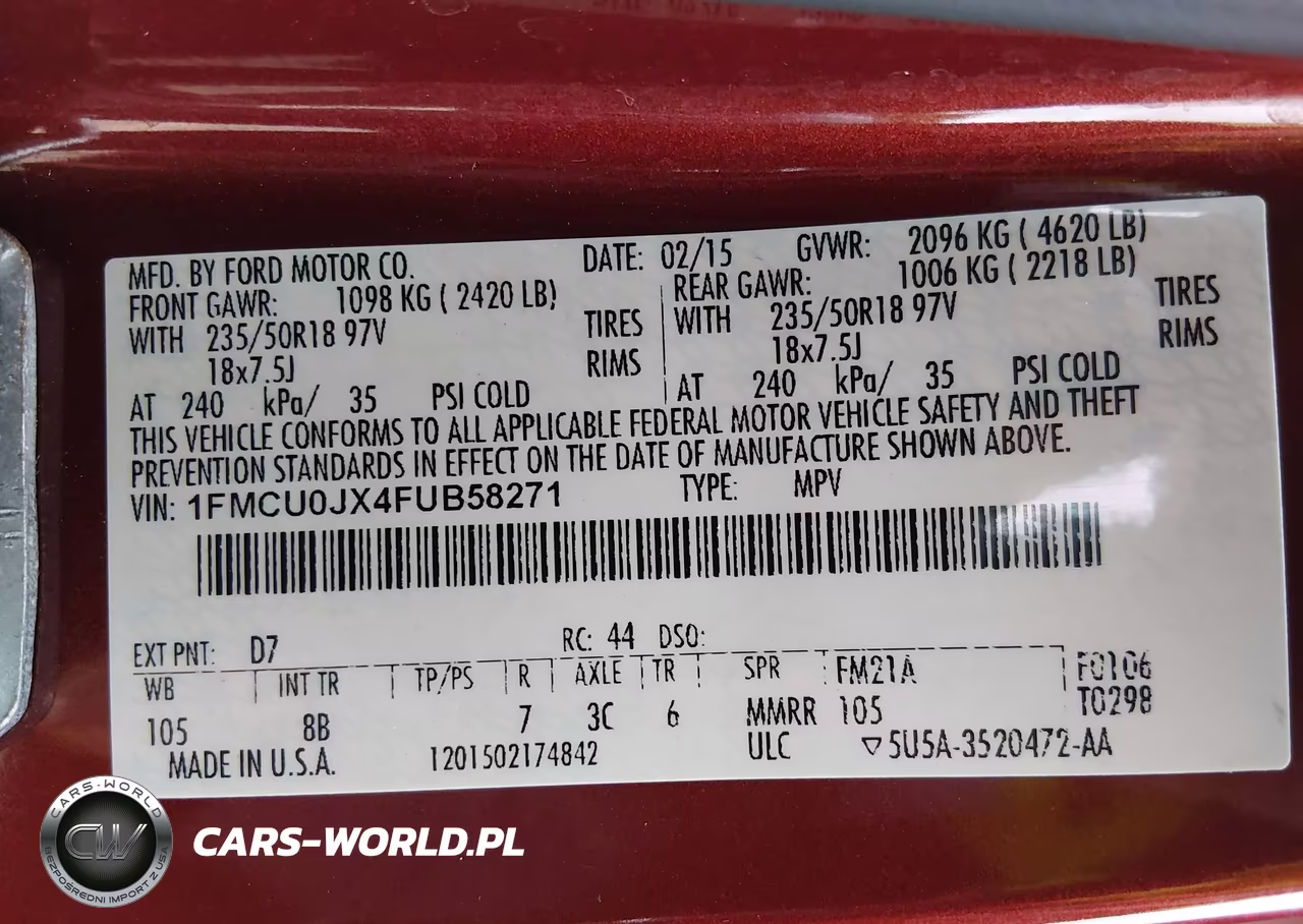 2015 Ford Escape Titanium VIN:1FMCU0JX4FUB58271 - 9