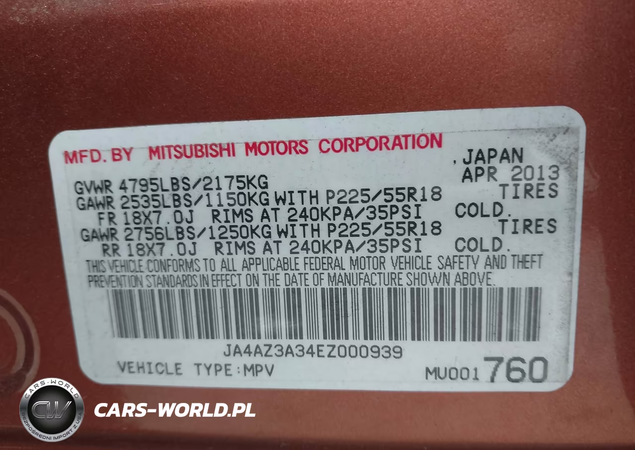 2014 Mitsubishi Outlander Se VIN:JA4AZ3A34EZ000939 - 9
