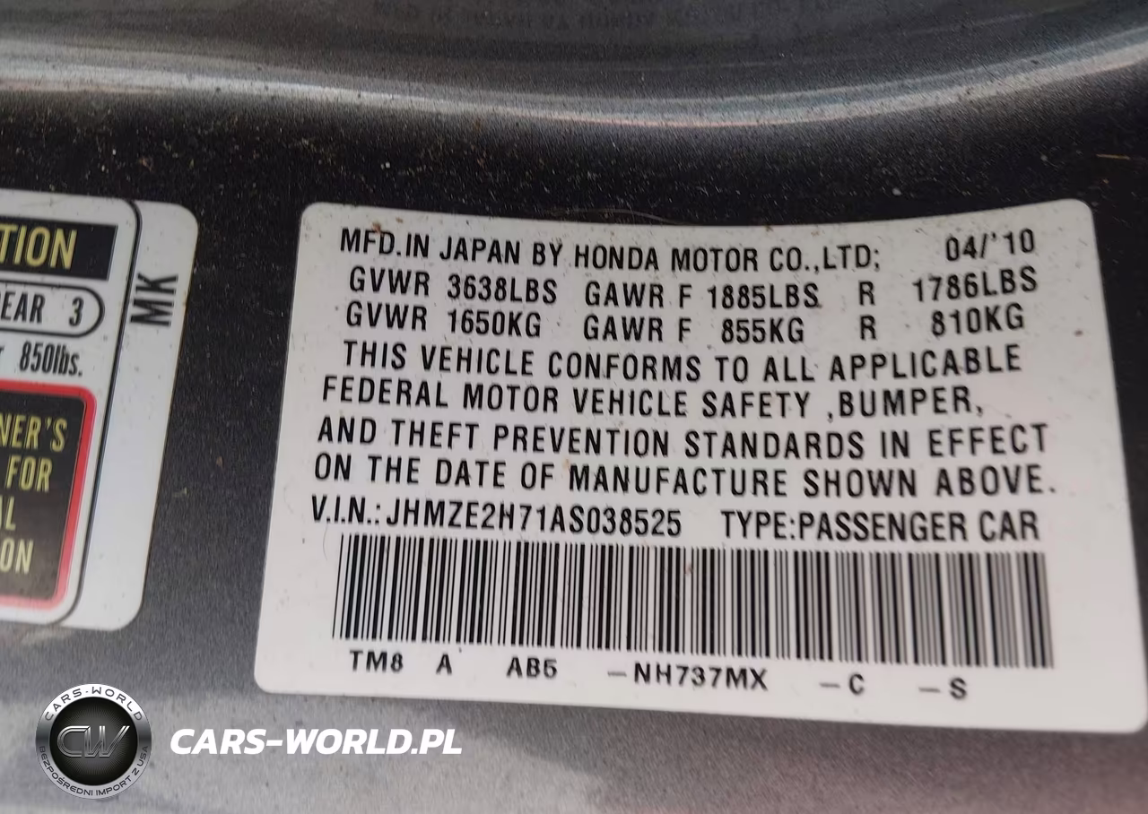 2010 Honda Insight Ex VIN:JHMZE2H71AS038525 - 9