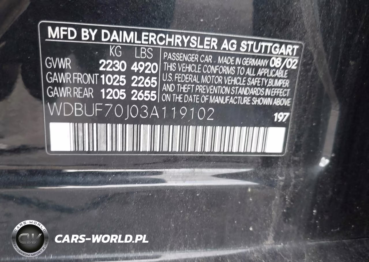 2003 Mercedes-Benz E 500 VIN:WDBUF70J03A119102 - 9