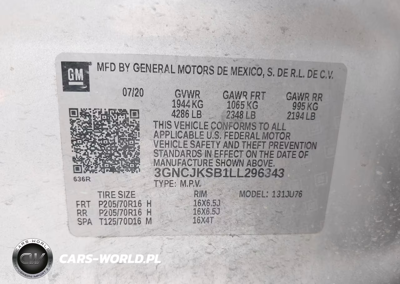 2020 Chevrolet Trax Fwd Ls VIN:3GNCJKSB1LL296343 - 9
