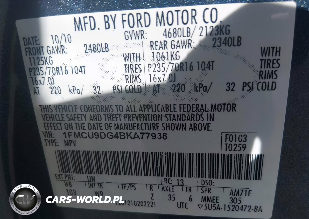 2011 Ford Escape Xlt VIN:1FMCU9DG4BKA77938 - 9