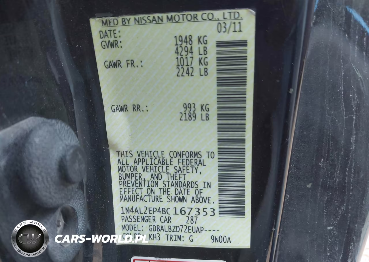2011 Nissan Altima 2.5 S VIN:1N4AL2EP4BC167353 - 9