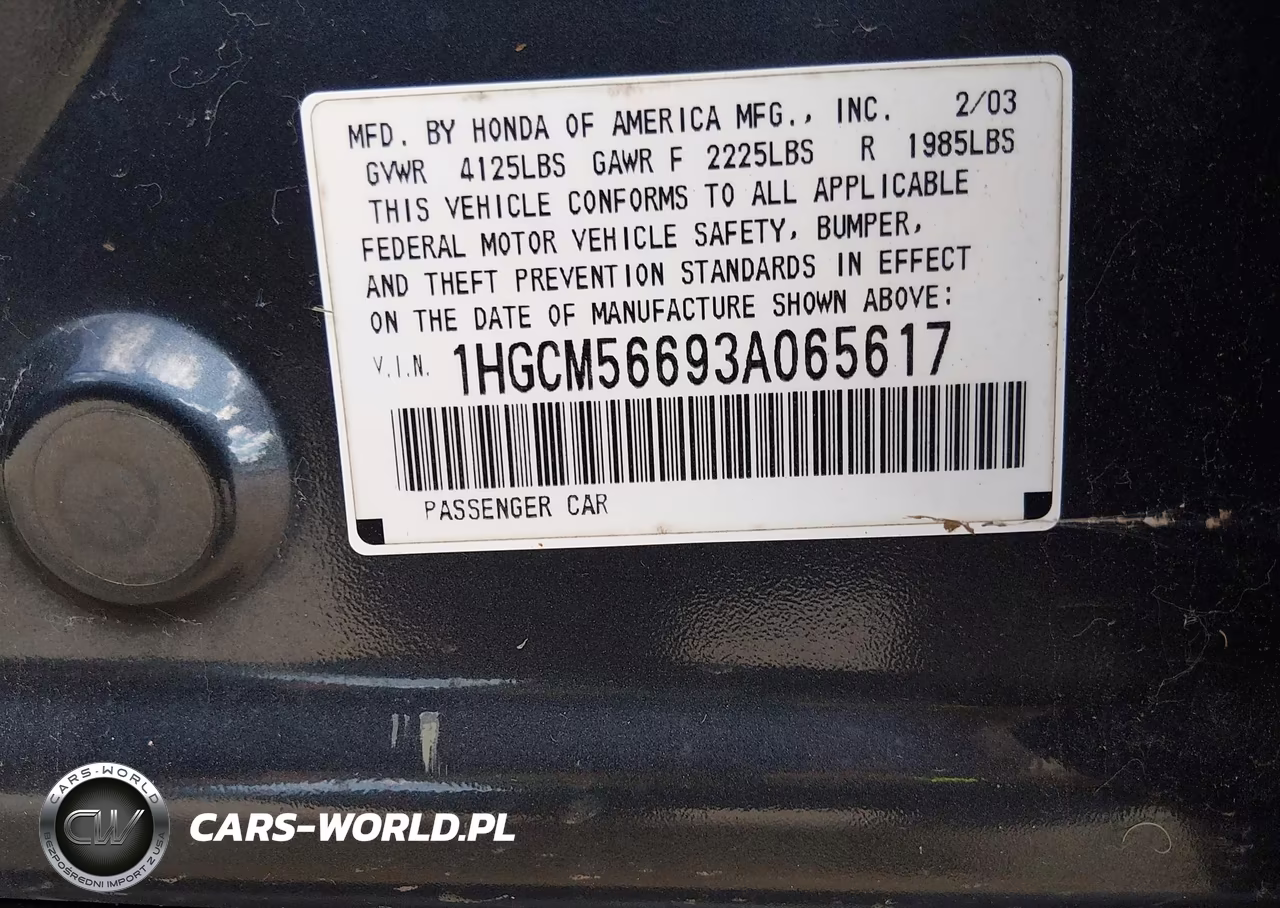 2003 Honda Accord 2.4 Ex VIN:1HGCM56693A065617 - 9