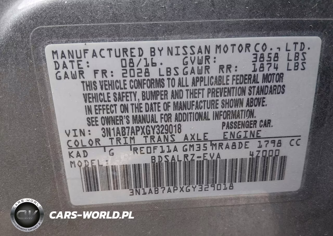 2016 Nissan Sentra Sr VIN:3N1AB7APXGY329018 - 9