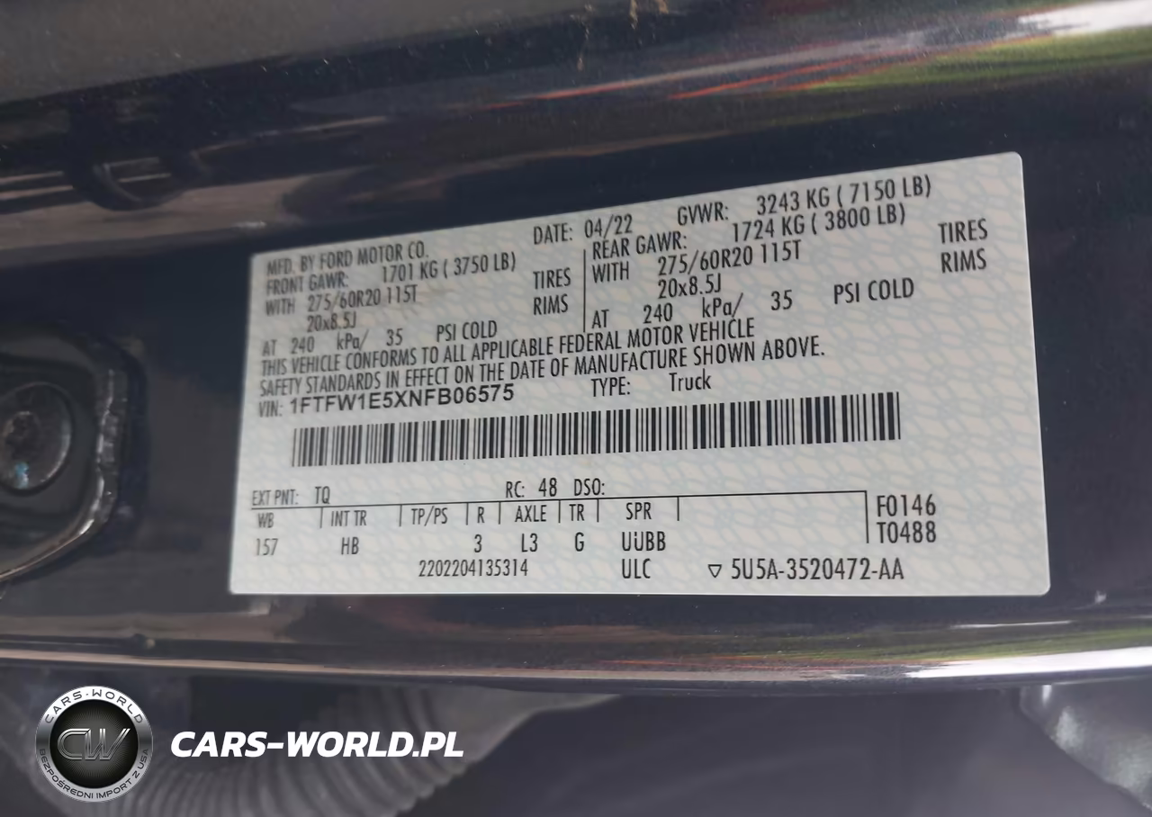2022 Ford F-150 Lariat VIN:1FTFW1E5XNFB06575 - 9