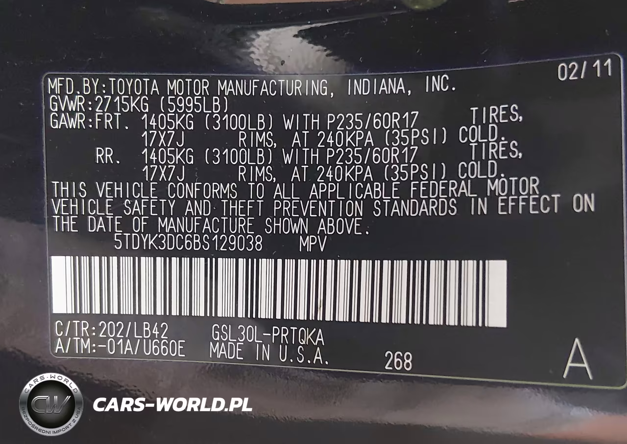 2011 Toyota Sienna Xle V6 VIN:5TDYK3DC6BS129038 - 9