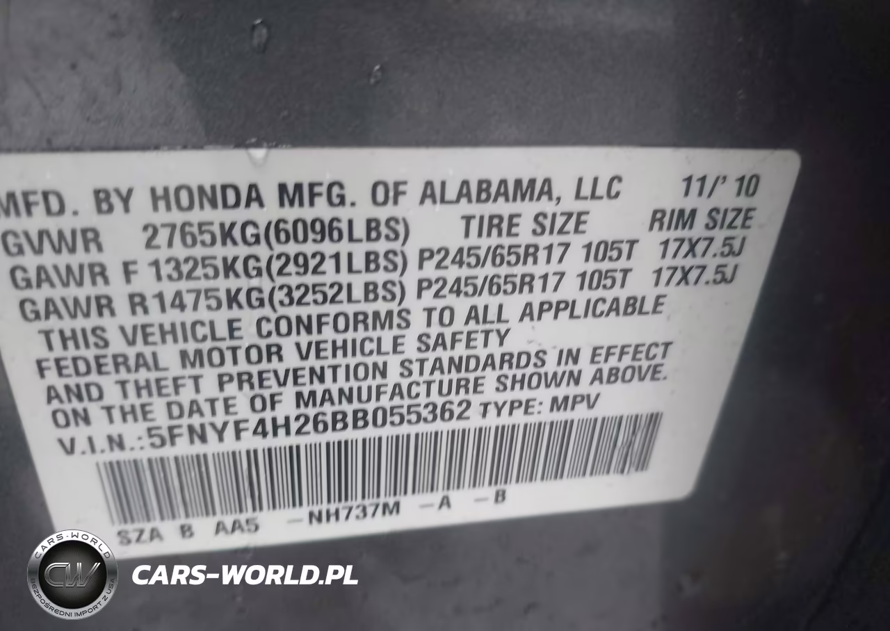 2011 Honda Pilot Lx VIN:5FNYF4H26BB055362 - 9