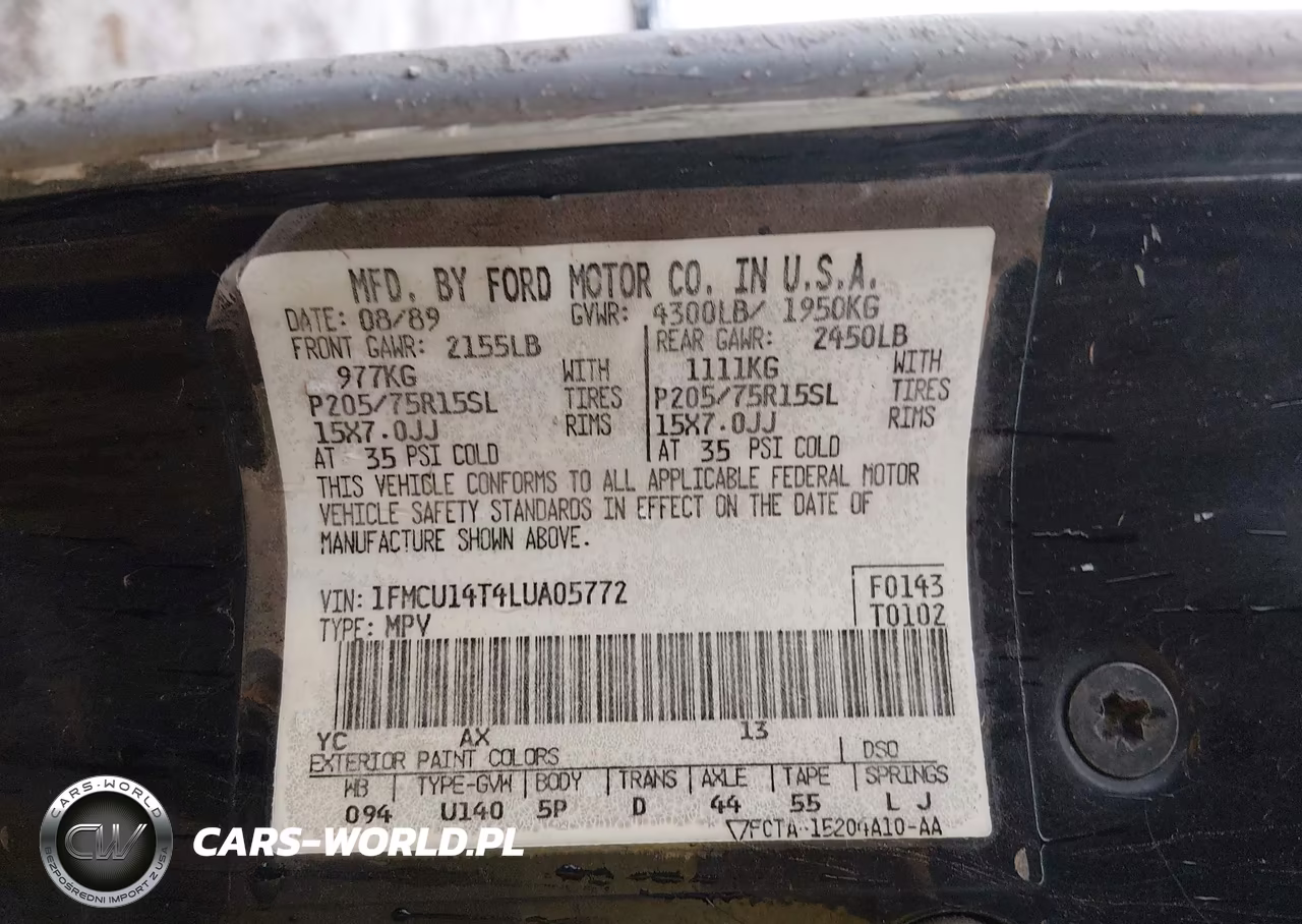 1990 Ford Bronco Ii VIN:1FMCU14T4LUA05772 - 9