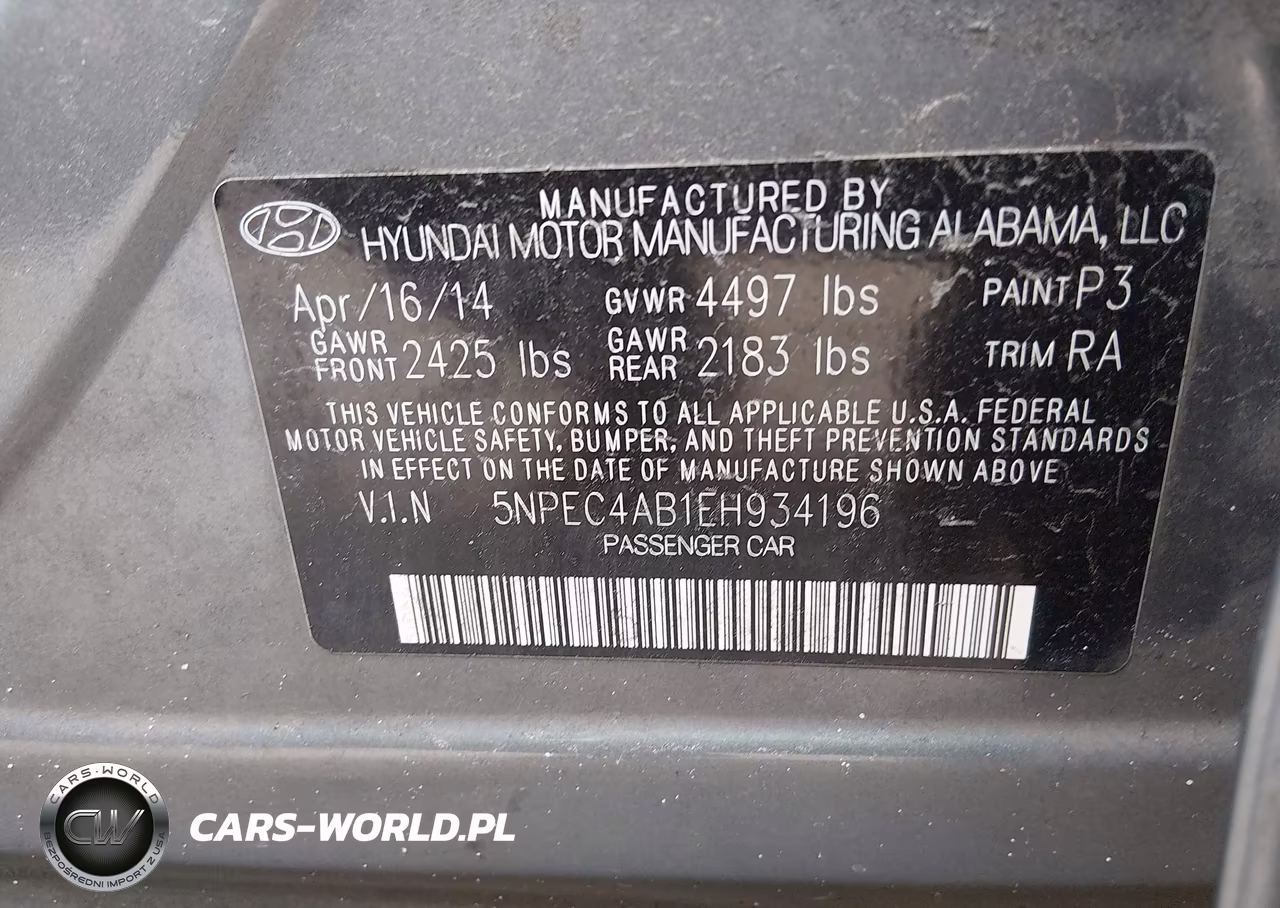 2014 Hyundai Sonata Se VIN:5NPEC4AB1EH934196 - 9