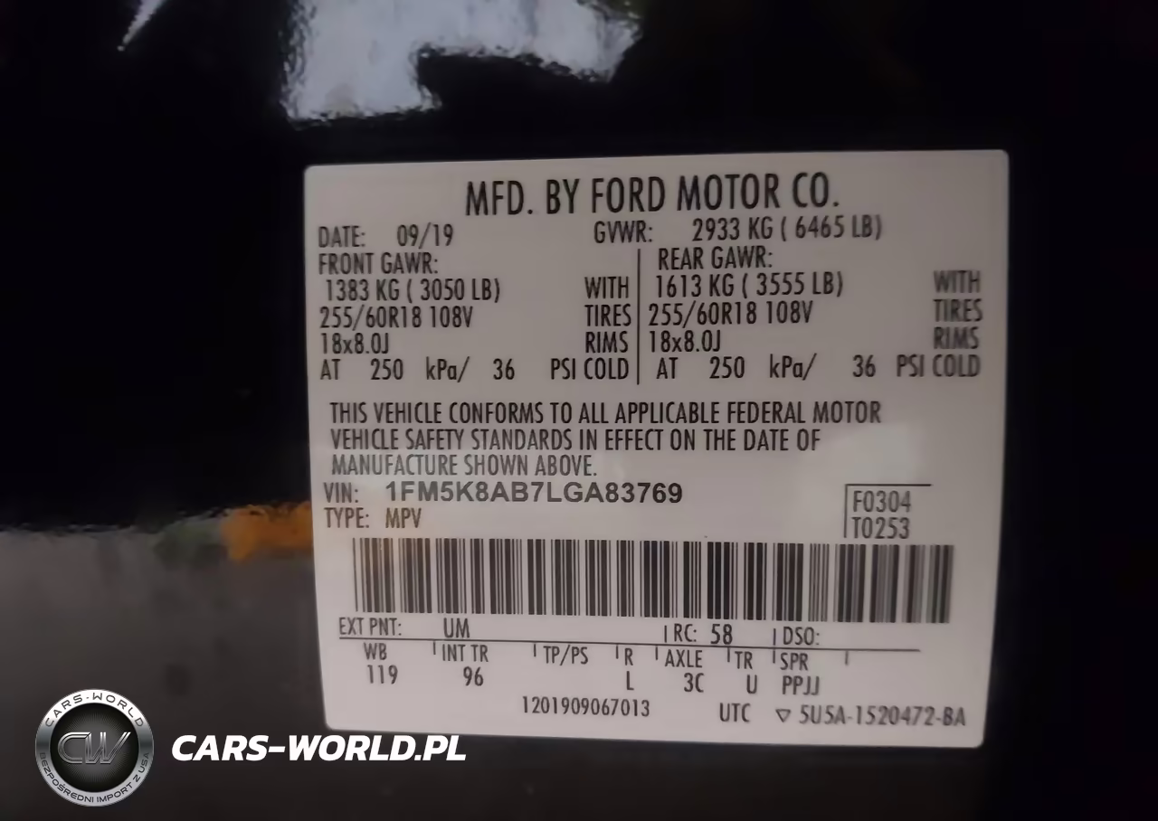 2020 Ford Police Interceptor Utility VIN:1FM5K8AB7LGA83769 - 9