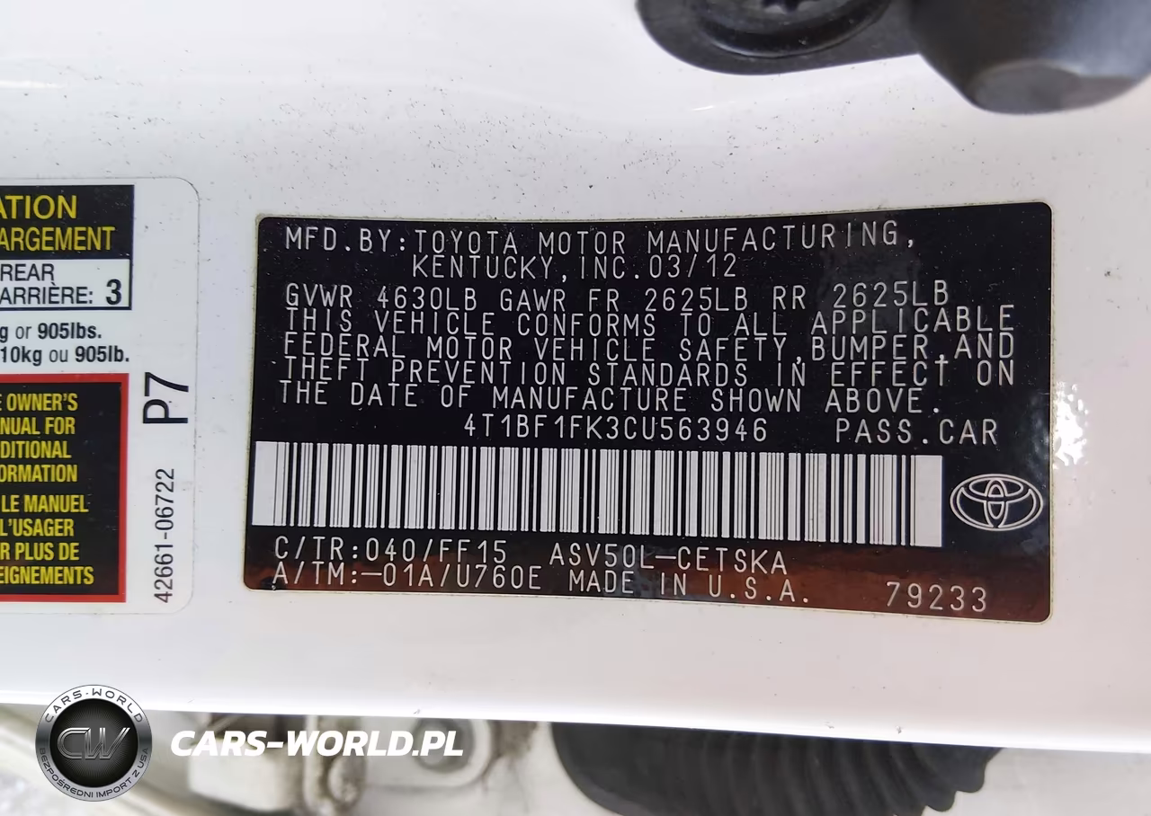 2012 Toyota Camry Se VIN:4T1BF1FK3CU563946 - 9