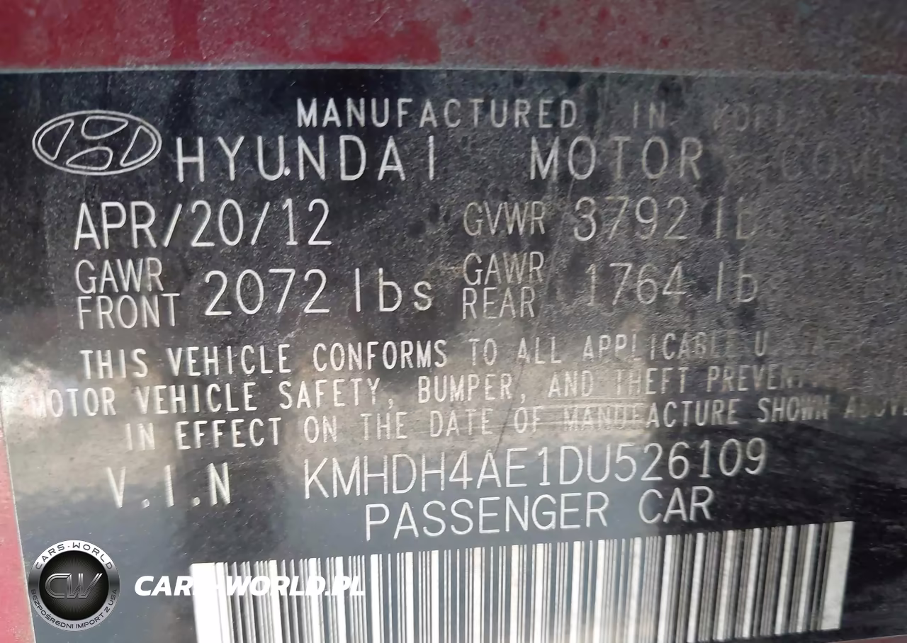 2013 Hyundai Elantra Gls VIN:KMHDH4AE1DU526109 - 9