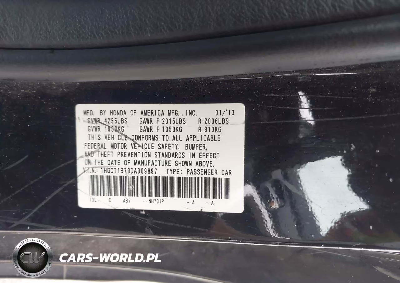 2013 Honda Accord Cpe Ex VIN:1HGCT1B79DA009897 - 9