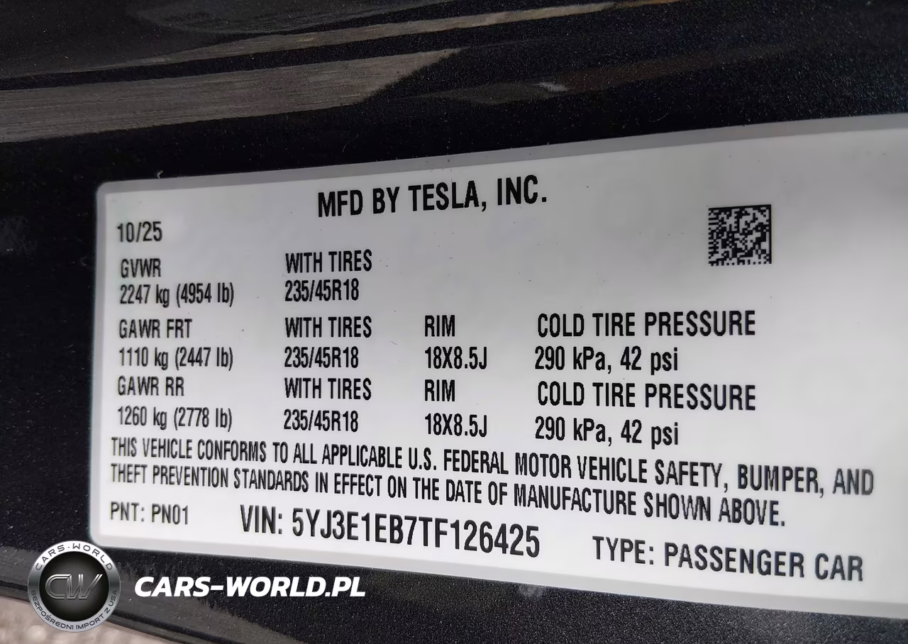2026 Tesla Modelo 3 Premium All-Wheel Drive VIN:5YJ3E1EB7TF126425 - 9
