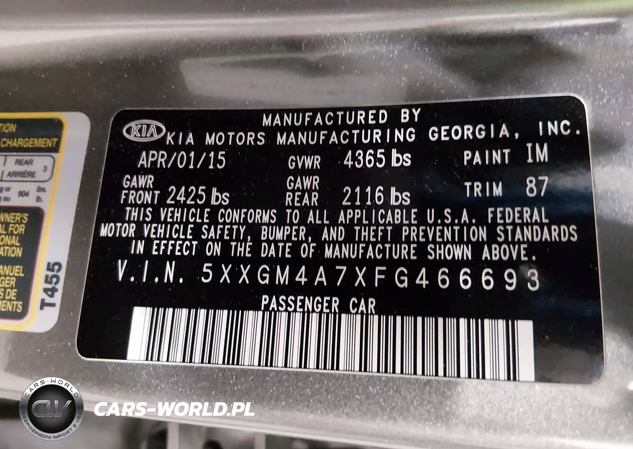 2015 Kia Optima Lx VIN:5XXGM4A7XFG466693 - 9