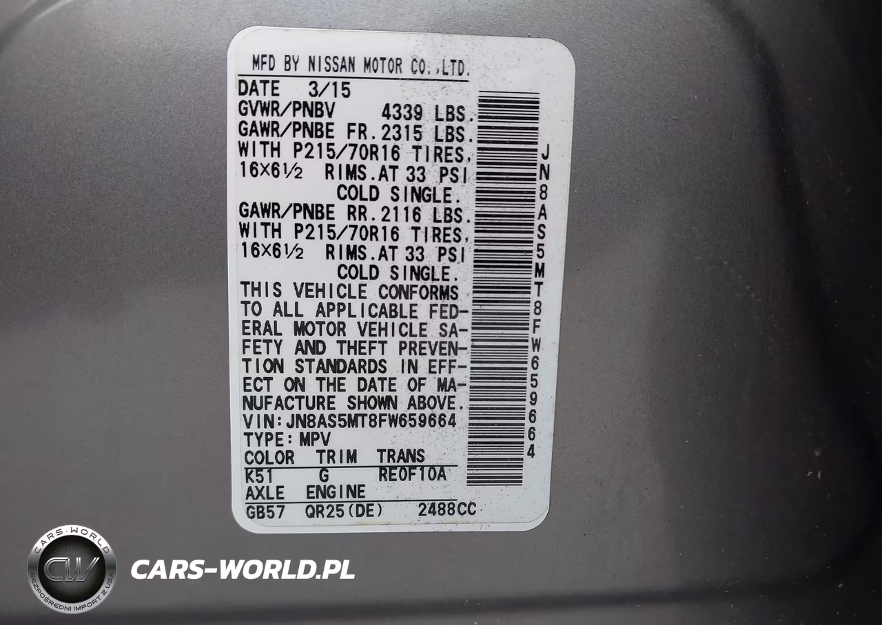 2015 Nissan Rogue Select S VIN:JN8AS5MT8FW659664 - 9