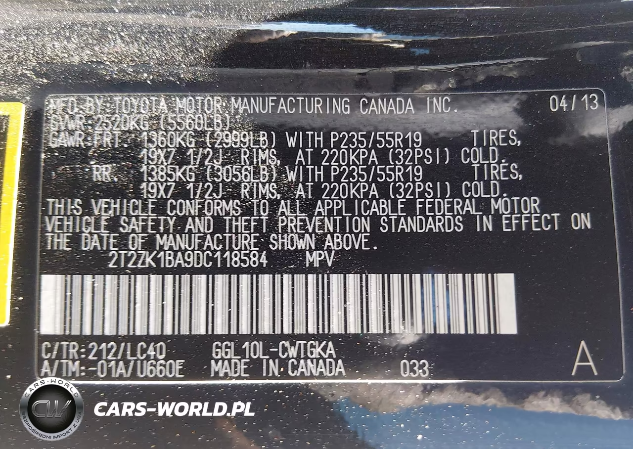 2013 Lexus Rx 350 VIN:2T2ZK1BA9DC118584 - 9