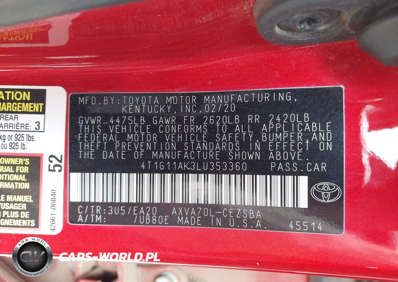 2020 Toyota Camry Se VIN:4T1G11AK3LU353360 - 9