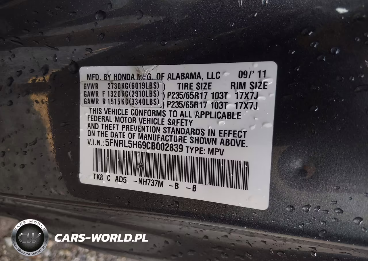 2012 Honda Odyssey Ex-L VIN:5FNRL5H69CB002839 - 9