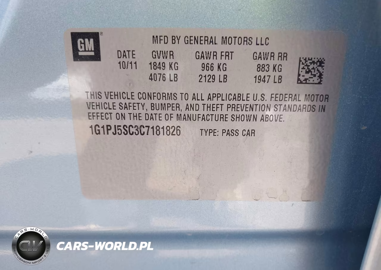 2012 Chevrolet Cruze Eco VIN:1G1PJ5SC3C7181826 - 9