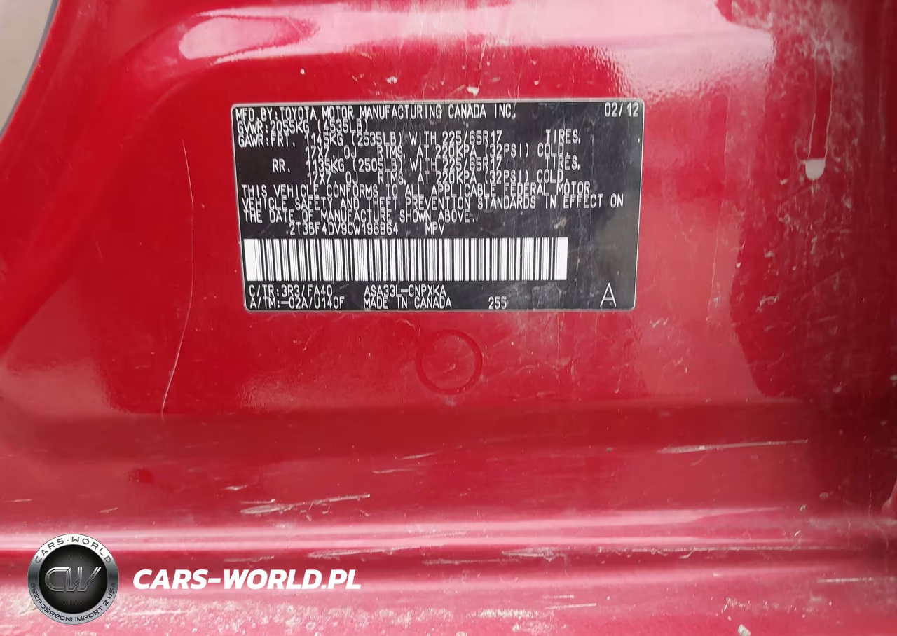 2012 Toyota Rav4 VIN:2T3BF4DV9CW196864 - 9