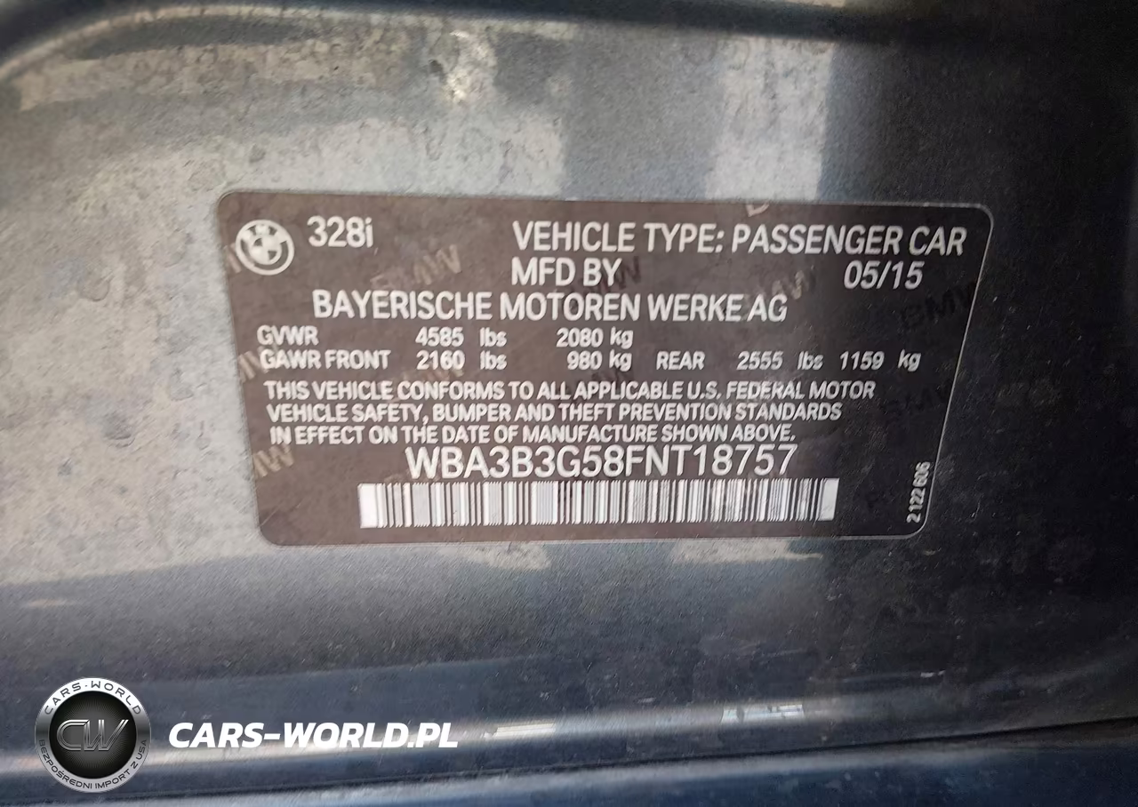 2015 BMW 3 Series 328I xDrive VIN:WBA3B3G58FNT18757 - 9