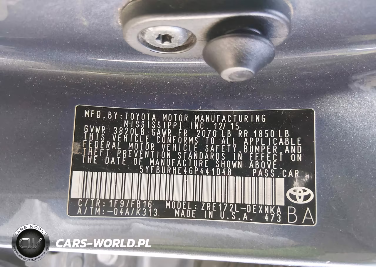 2016 Toyota Corolla Le VIN:5YFBURHE4GP441048 - 9