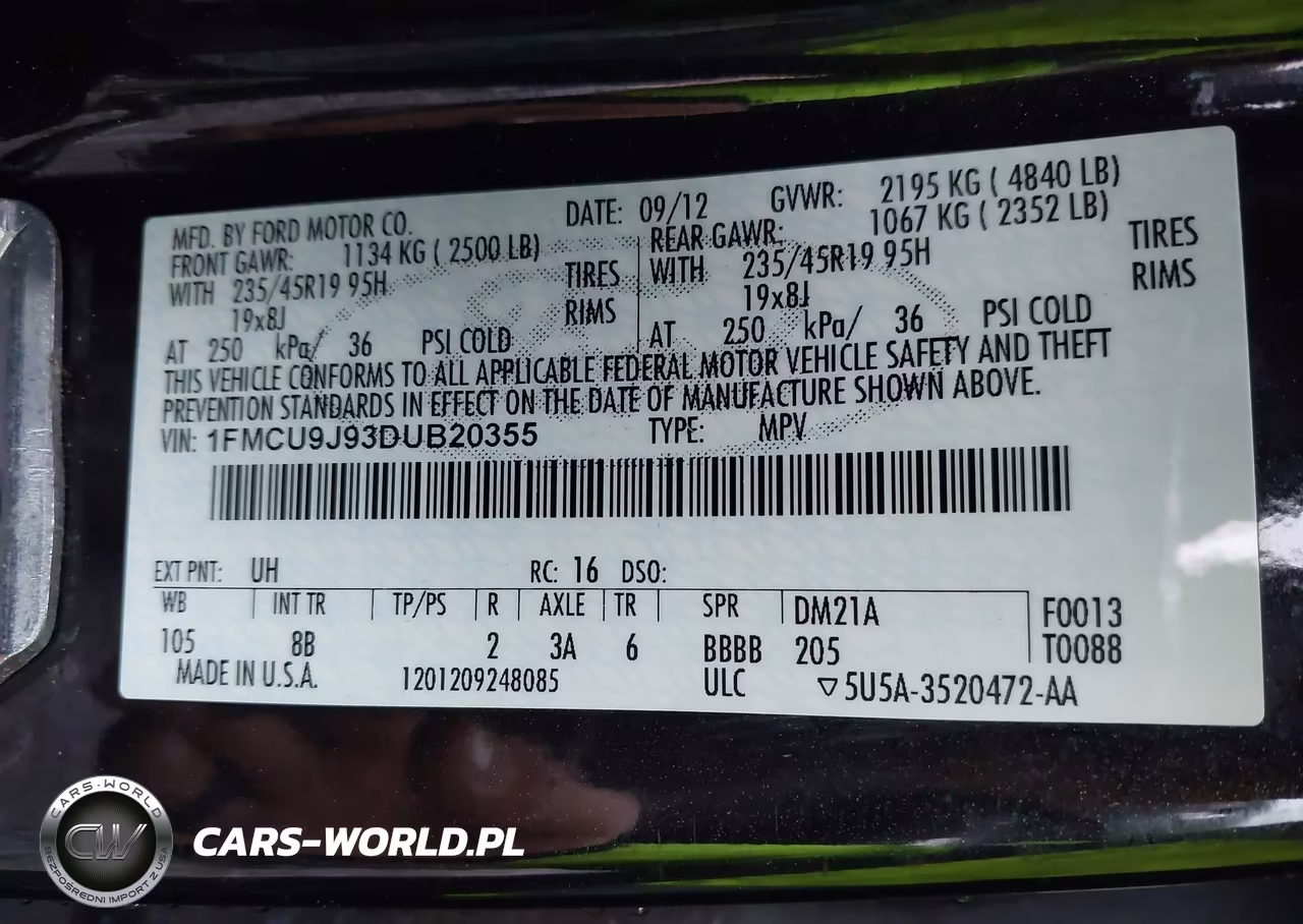 2013 Ford Escape Titanium VIN:1FMCU9J93DUB20355 - 9