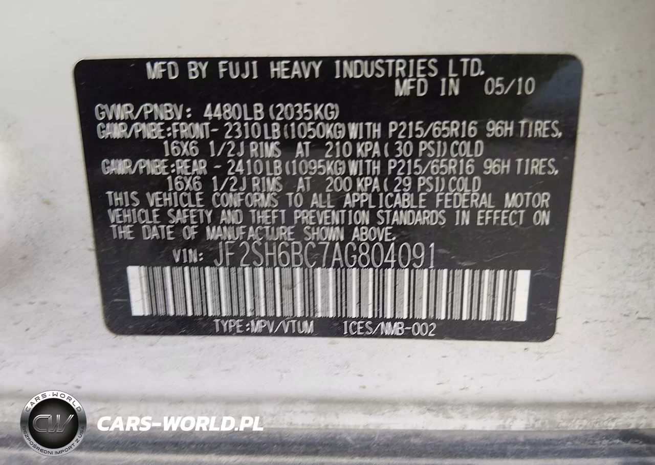 2010 Subaru Forester 2.5X VIN:JF2SH6BC7AG804091 - 9