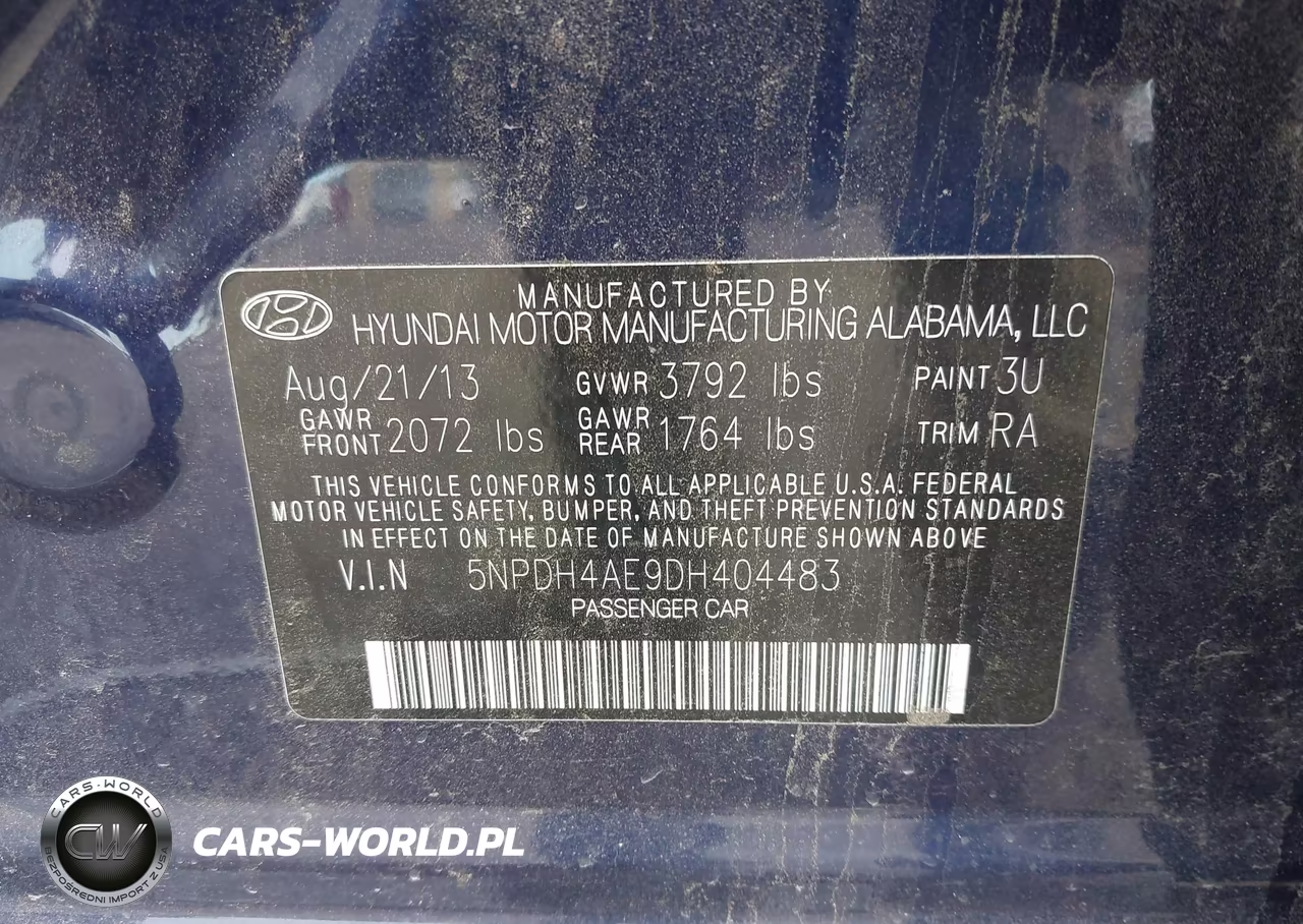 2013 Hyundai Elantra Gls Pzev VIN:5NPDH4AE9DH404483 - 9