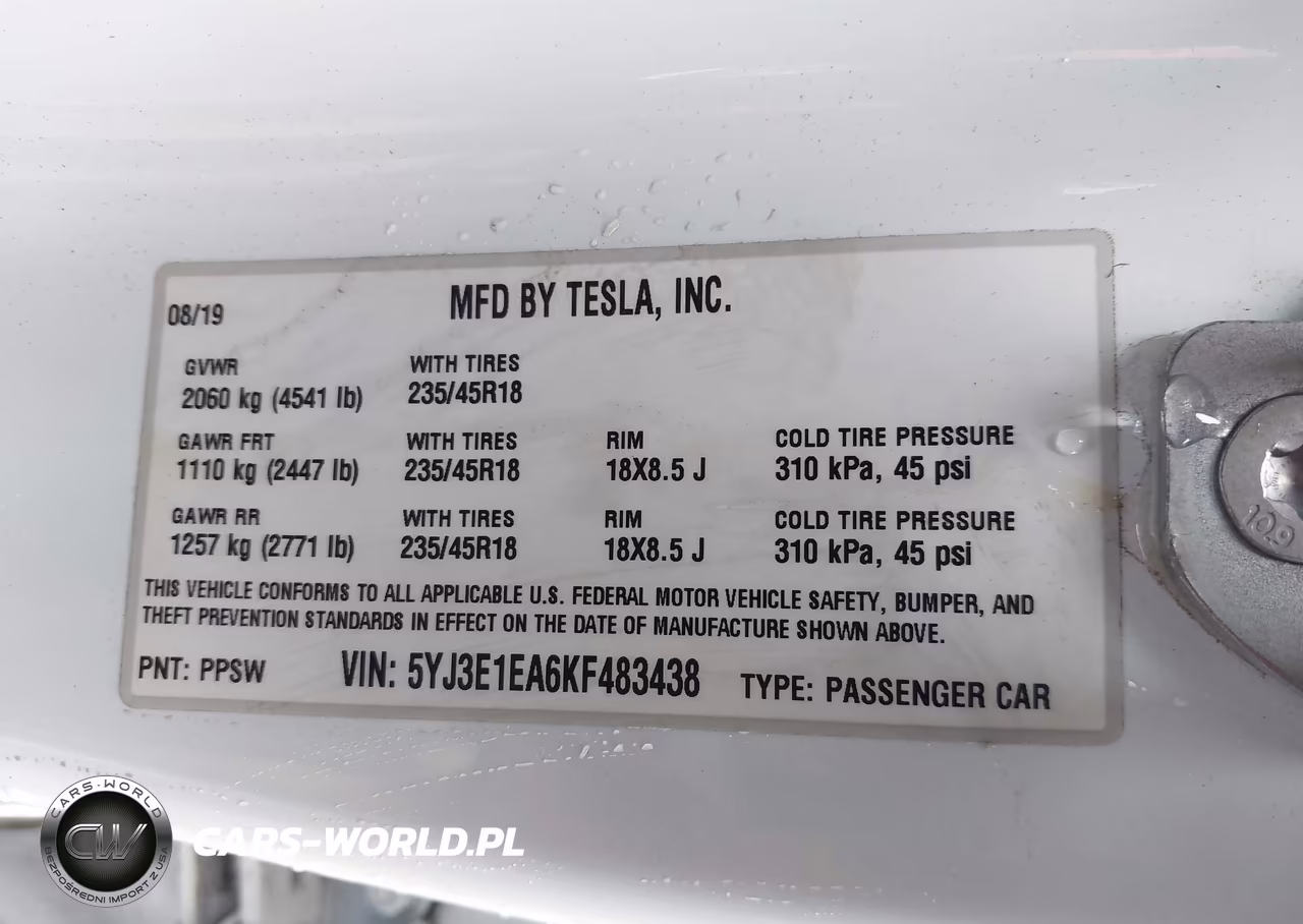 2019 Tesla Model 3 Long Range-Mid Range-Standard Range-Standard Range Plus VIN:5YJ3E1EA6KF483438 - 9