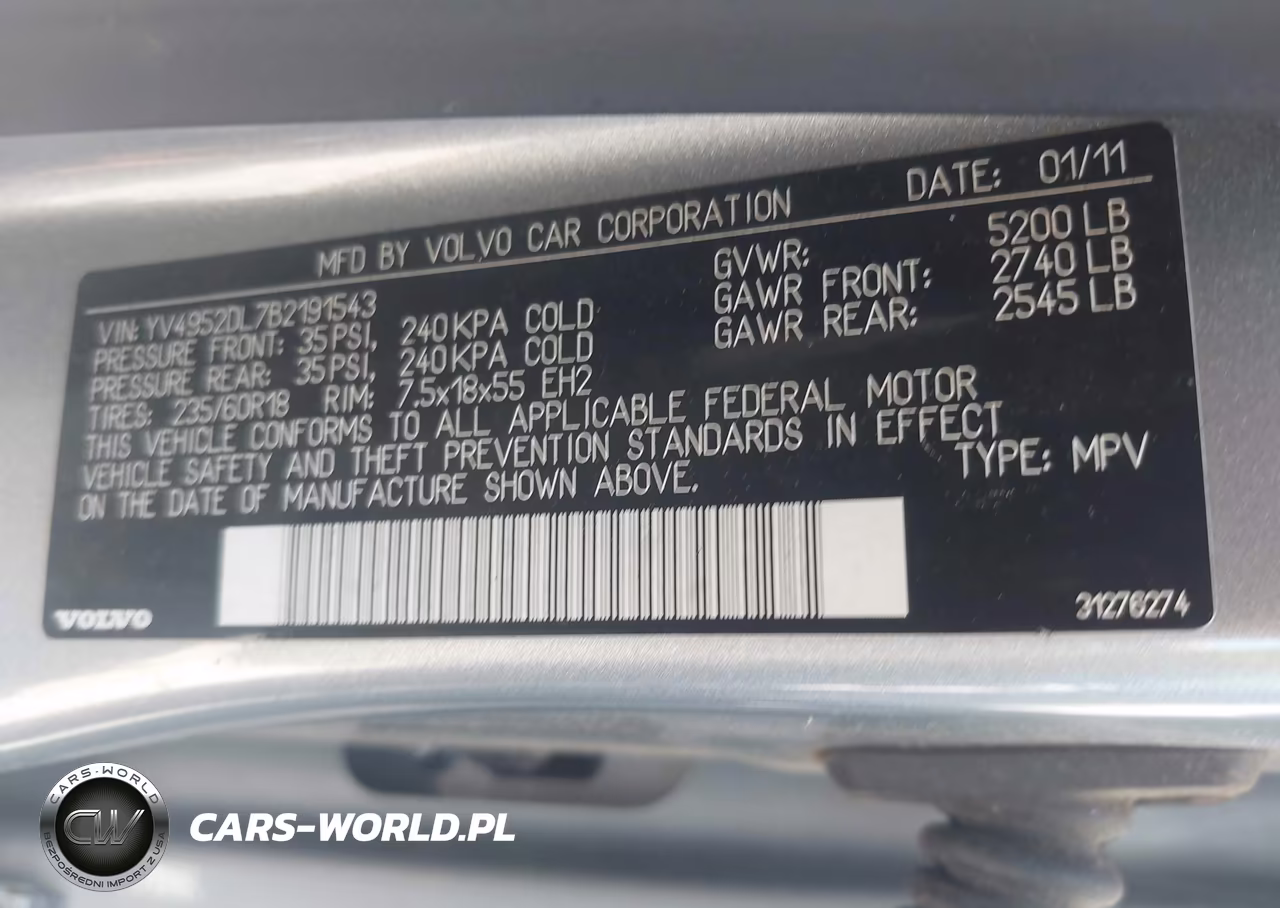 2011 Volvo Xc60 3.2 VIN:YV4952DL7B2191543 - 9