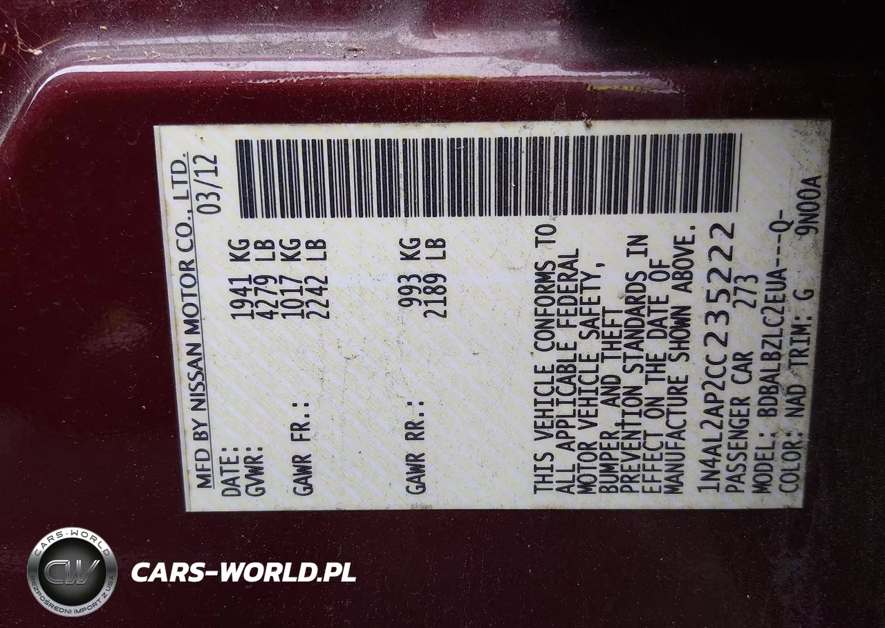 2012 Nissan Altima 2.5 S VIN:1N4AL2AP2CC235222 - 9