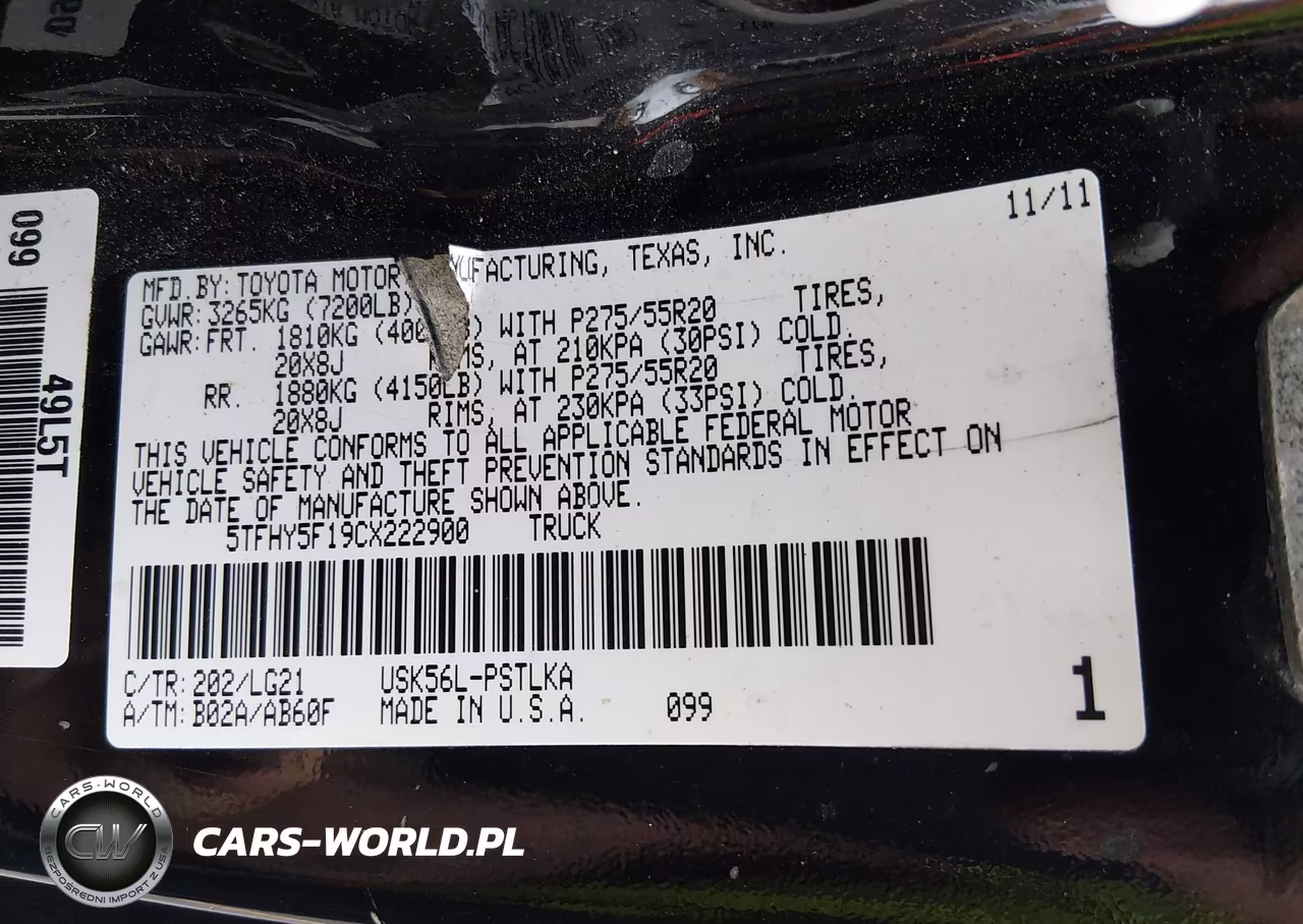 2012 Toyota Tundra Limited 5.7L V8 VIN:5TFHY5F19CX222900 - 9