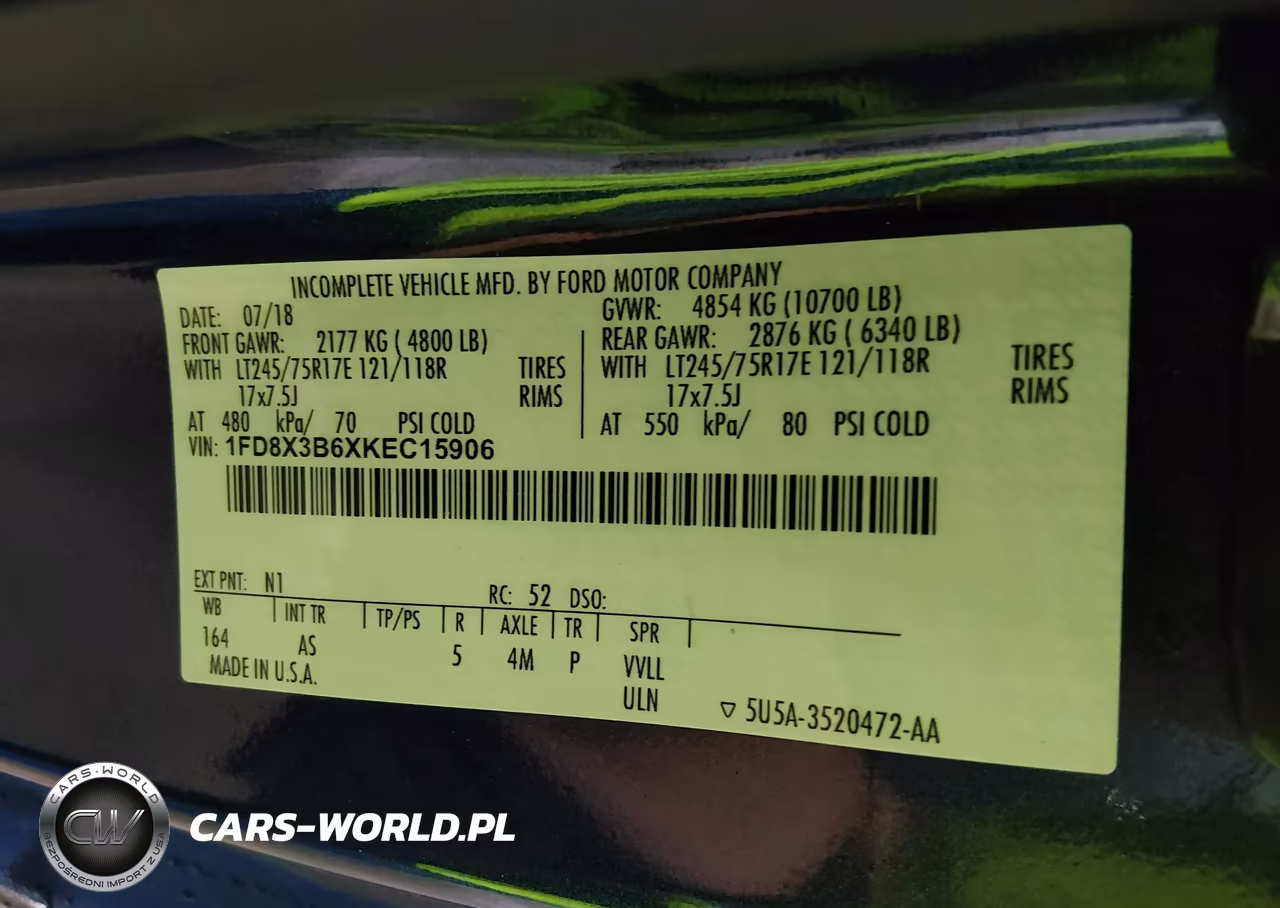 2019 Ford Super Duty F-350 Srw Xl VIN:1FD8X3B6XKEC15906 - 9