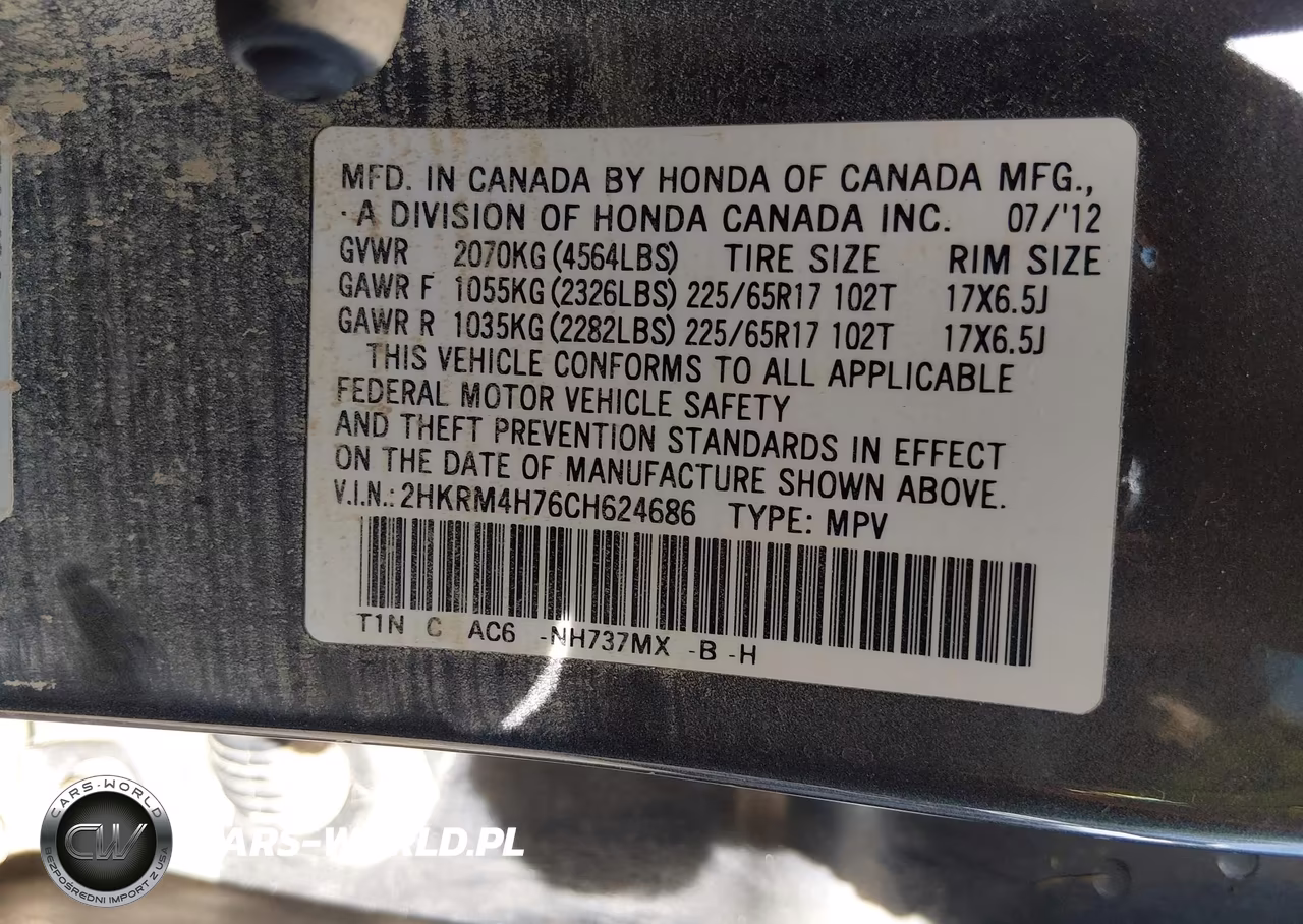 2012 Honda Cr-V Ex-L VIN:2HKRM4H76CH624686 - 9