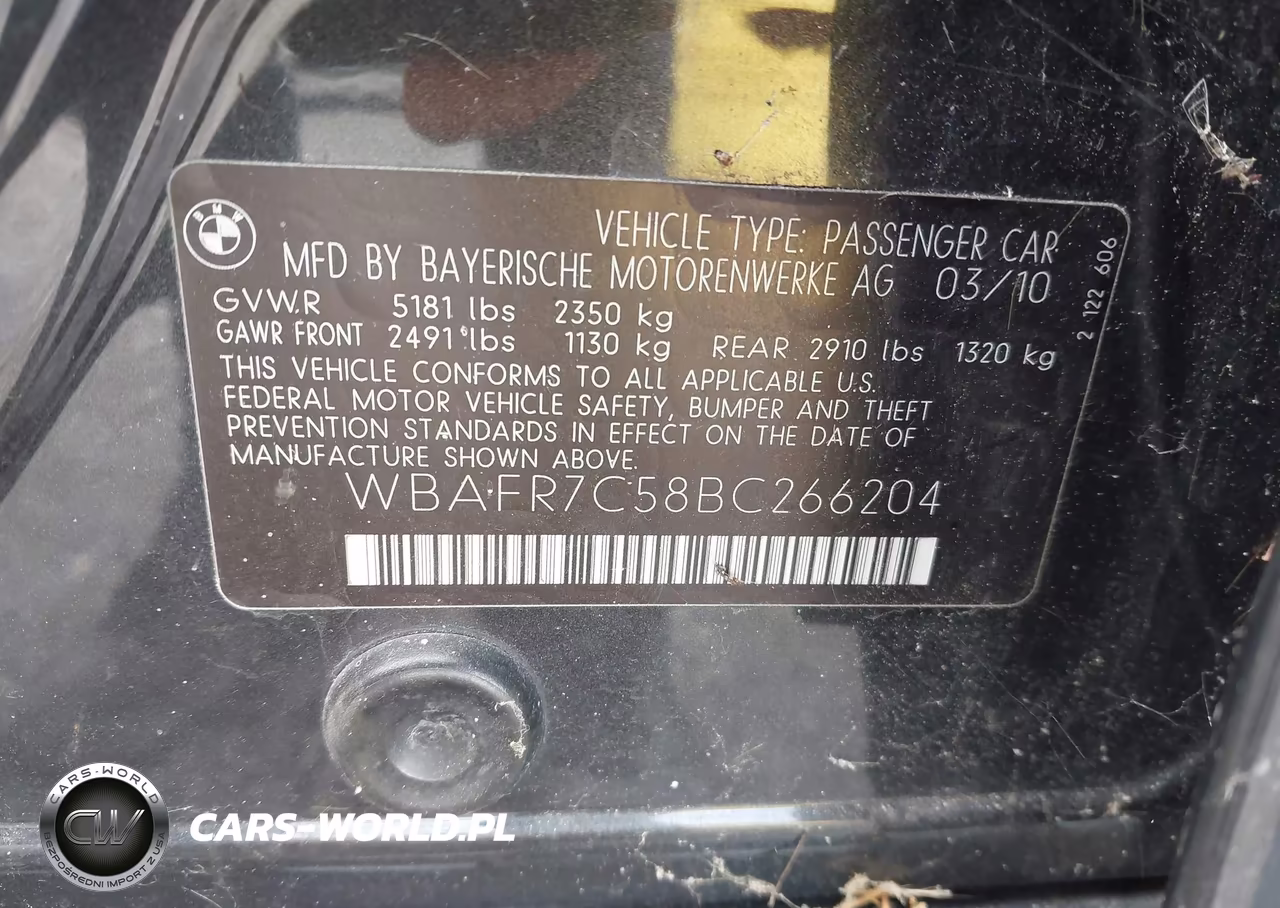 2011 BMW 535I VIN:WBAFR7C58BC266204 - 9