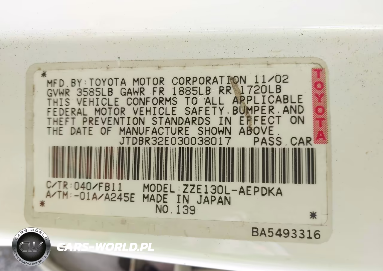 2003 Toyota Corolla Ce VIN:JTDBR32E030038017 - 9