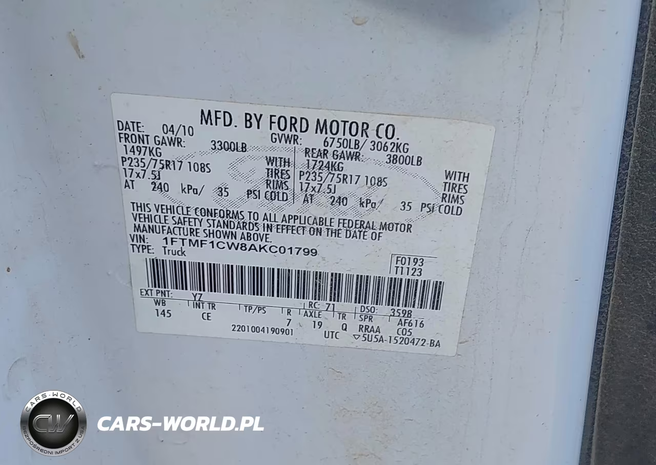2010 Ford F-150 Stx-Xl-Xlt VIN:1FTMF1CW8AKC01799 - 9