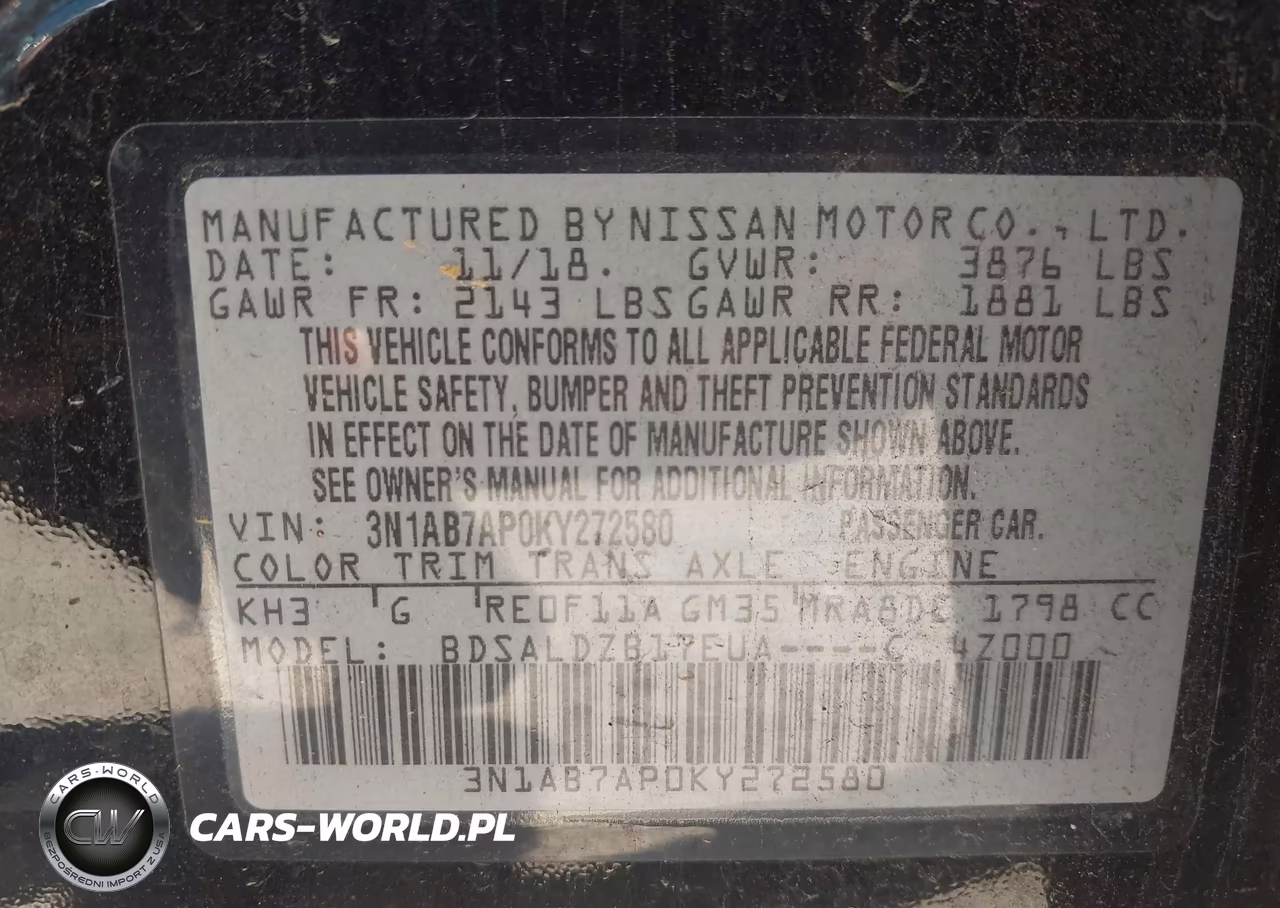 2019 Nissan Sentra Sv VIN:3N1AB7AP0KY272580 - 9