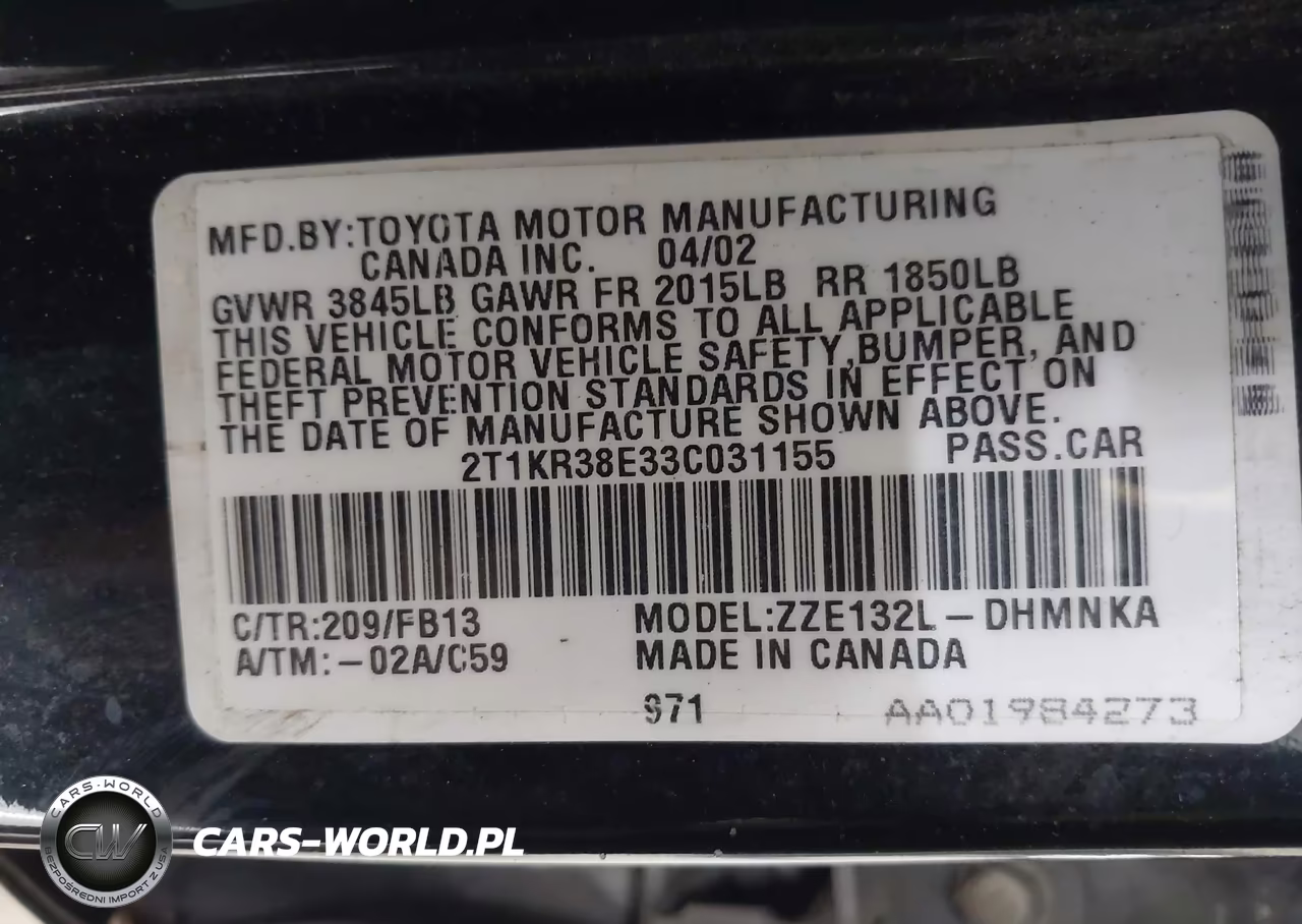 2003 Toyota Matrix Xr VIN:2T1KR38E33C031155 - 9