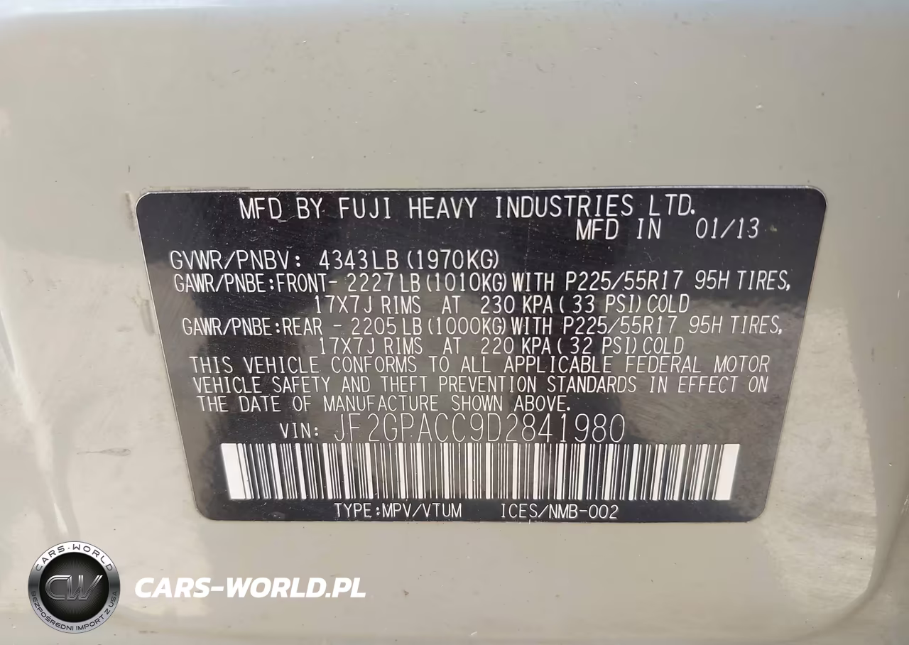 2013 Subaru Xv Crosstrek 2.0I Premium VIN:JF2GPACC9D2841980 - 9