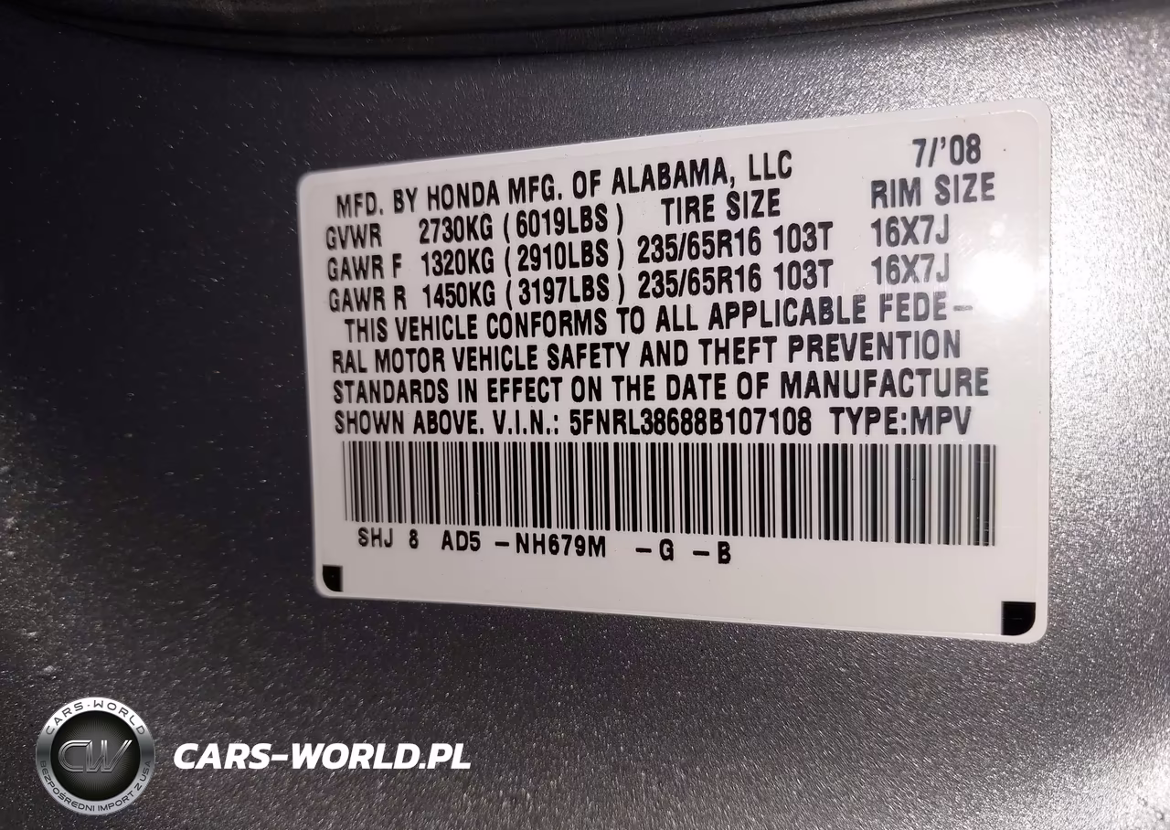 2008 Honda Odyssey Ex-L VIN:5FNRL38688B107108 - 9