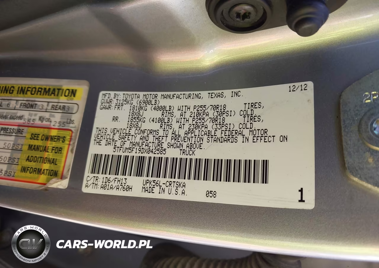 2013 Toyota Tundra 4Wd Truck Grade 4.6L V8 (A6) VIN:5TFUM5F19DX042585 - 9