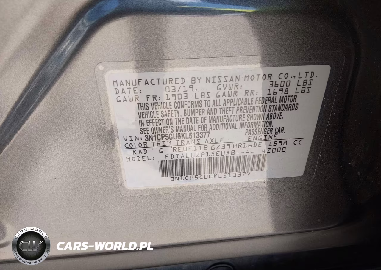 2019 Nissan Kicks S-Sr-Sv VIN:3N1CP5CU6KL513377 - 9
